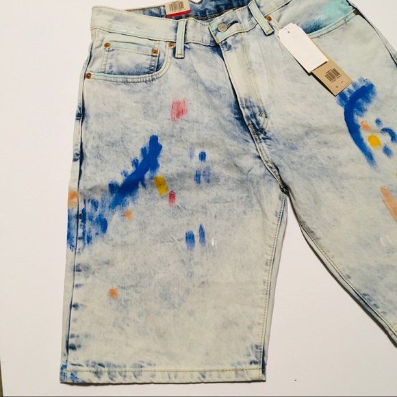 NWT Levi’s 569 Loose Straight Unique Paint Denim Jean Shorts Men's Size 31 NEW - Picture 3 of 12